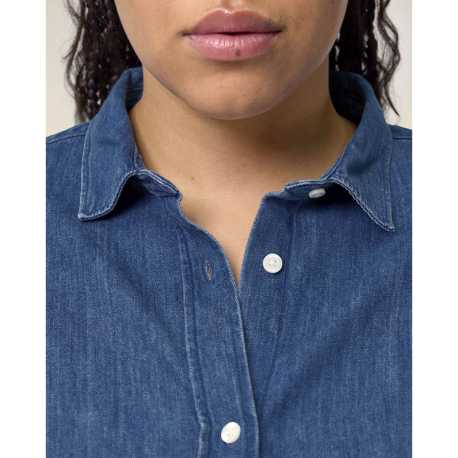 Dámska košeľa (STANLEY\STELLA Stella Denim Shirt) > modrá (mid wash) > XS