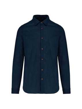 Pánska košeľa (Kariban MEN'S LONG SLEEVE LINEN AND COTTON SHIRT) > modrá (navy) > S