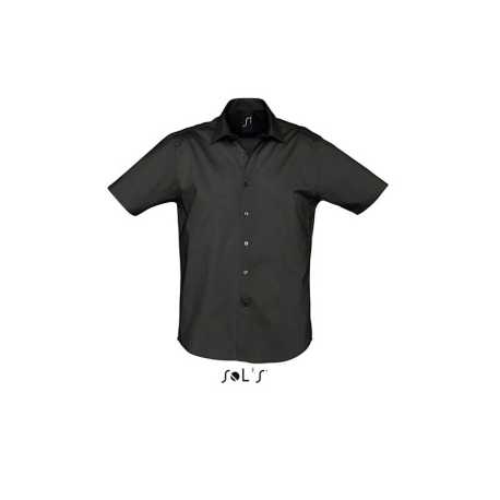 Pánska košeľa (SOLS BROADWAY MENS SHORT SLEEVE STRETCH SHIRT) > čierna > M