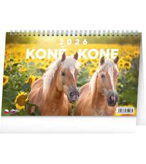 Stolový kalendár (Koně – Kone CZ/SK 2026) - 23,1 x 14,5 x 1 cm