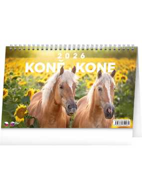 Stolový kalendár (Koně – Kone CZ/SK 2026) - 23,1 x 14,5 x 1 cm