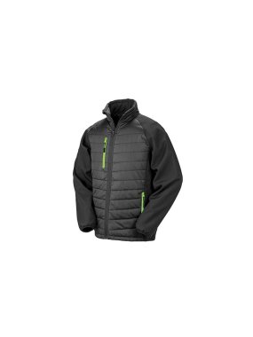 Pánska bunda (RESULT COMPASS PADDED SOFTSHELL JACKET)>čierna / zelená (lime)>3XL