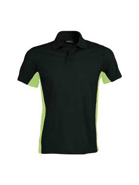 Unisex polokošeľa (KARIBAN FLAG SS POLO SHIRT) > čierna / zelená (lime) > 2XL