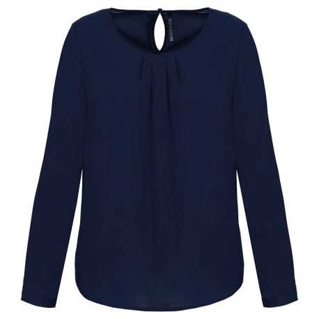 Dámska blúzka (KARIBAN LADIES' LONG-SLEEVED CREPE BLOUSE) > modrá(deep sea) > 36