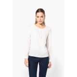 Dámska blúzka (KARIBAN LADIES' LONG-SLEEVED CREPE BLOUSE) > modrá(deep sea) > 36