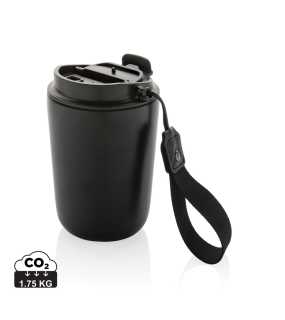 Termohrnček Cuppa z RCS recykl. nerezovej ocele s lanyardom > čierna