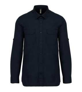 Pánska košeľa (KARIBAN MEN'S LONG-SLEEVED SAFARI SHIRT) > modrá (navy) > L