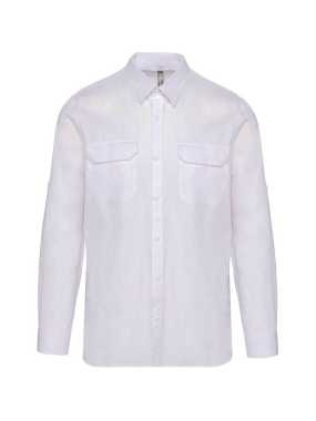 Pánska košeľa (KARIBAN MEN'S LONG-SLEEVED SAFARI SHIRT) > biela > L
