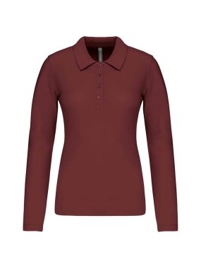 Dámska polokošeľa(KARIBAN LADIES’ PIQUÉ LONG SLEEVE POLO SHIRT)>červená (wine)>2XL