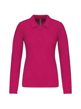 Dámska polokošeľa(KARIBAN LADIES’ PIQUÉ LONG SLEEVE POLO SHIRT)>ružová (fuchsia)>L