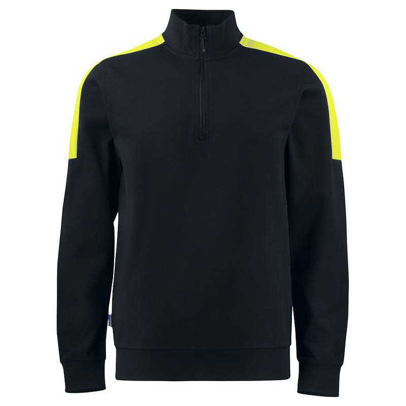 Pánska mikina (PROJOB SWEATSHIRT 1/2 ZIP) > čierna / žltá > 2XL