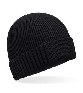 Unisex čiapka (Beechfield Organic Cotton Engineered Patch Beanie) > čierna