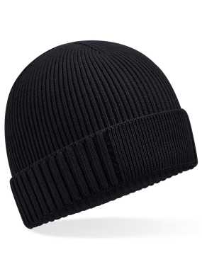 Unisex čiapka (Beechfield Organic Cotton Engineered Patch Beanie) > čierna