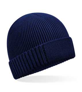 Unisex čiapka (Beechfield Organic Cotton Engineered Patch Beanie) > modrá (oxford navy)