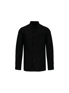 Pánska košeľa (KARIBAN MEN'S LONG SLEEVE MANDARIN COLLAR SHIRT) > čierna > M