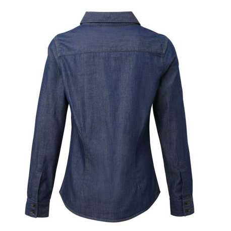 Dámska košeľa (PREMIER LADIES’ JEANS STITCH DENIM SHIRT)>modrá (indigo denim)>XS