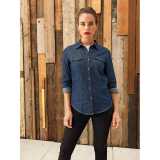 Dámska košeľa (PREMIER LADIES’ JEANS STITCH DENIM SHIRT)>modrá (indigo denim)>XS