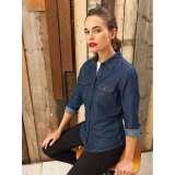 Dámska košeľa (PREMIER LADIES’ JEANS STITCH DENIM SHIRT)>modrá (indigo denim)>XS