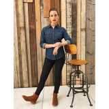 Dámska košeľa (PREMIER LADIES’ JEANS STITCH DENIM SHIRT)>modrá (indigo denim)>XS