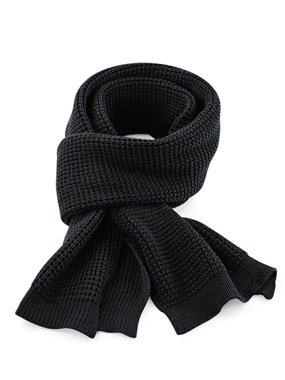 Unisex šál (Beechfield Classic Waffle Knit Scarf) > čierna > 175X28 CM