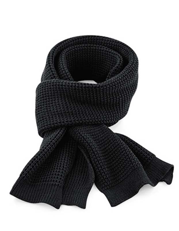 Unisex šál (Beechfield Classic Waffle Knit Scarf) > čierna > 175X28 CM