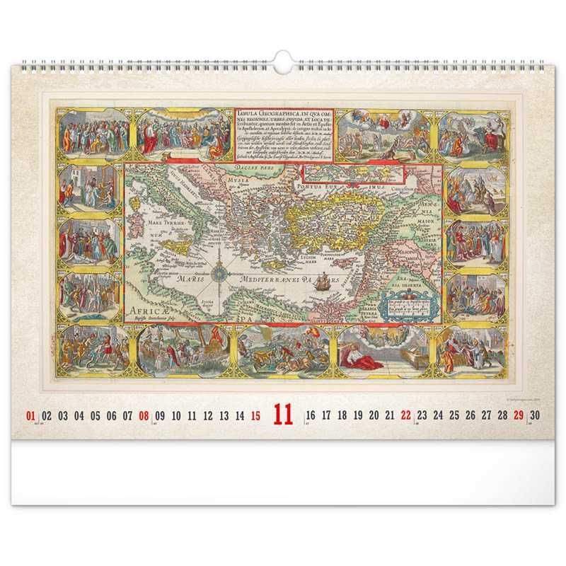 Nástenný kalendár (Staré mapy 2026) - 48 x 33 x 1 cm