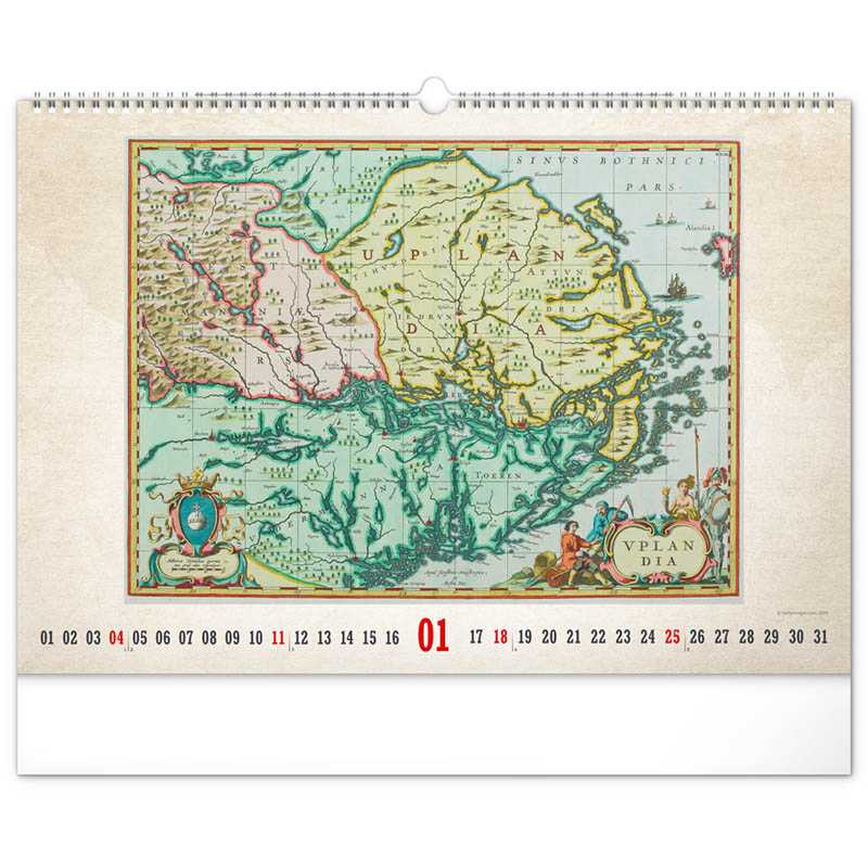 Nástenný kalendár (Staré mapy 2026) - 48 x 33 x 1 cm