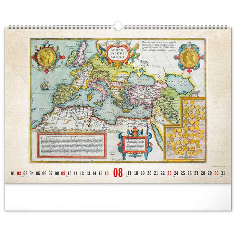 Nástenný kalendár (Staré mapy 2026) - 48 x 33 x 1 cm