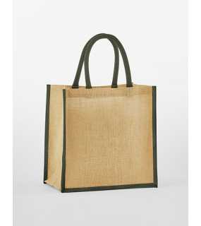 Nákupná taška (WM Natural Starched Jute Mini Gift Bag) > béžová (natural) / zelená (olive)
