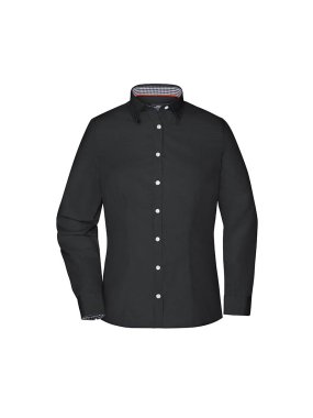 Dámska košeľa (JN Ladies' Plain Shirt) > čierna / čierna / biela > XS