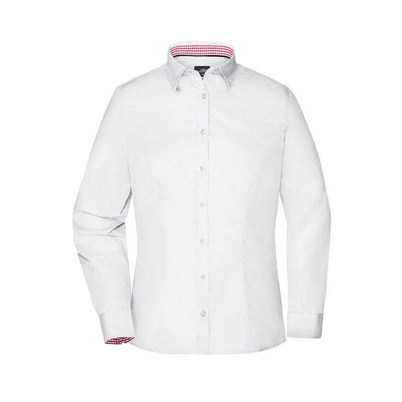 Dámska košeľa (JN Ladies' Plain Shirt) > biela / červená > XS