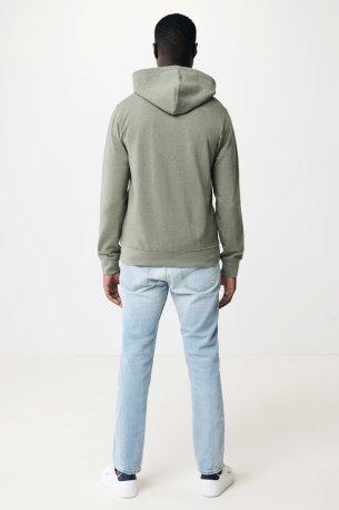 Mikina na zips s kapucňou Iqoniq Abisko z recykl. bavlny > zelená (heather) > L