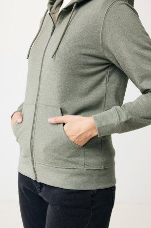 Mikina na zips s kapucňou Iqoniq Abisko z recykl. bavlny > zelená (heather) > L