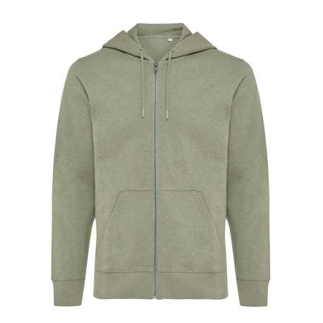 Mikina na zips s kapucňou Iqoniq Abisko z recykl. bavlny > zelená (heather) > L