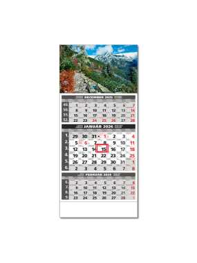 Nástenný kalendár (ŠTANDARD 3M 2026) - 29,5 x 66,3 cm > sivá > Obr. H