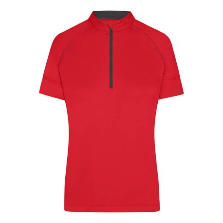Dámske tričko(DAIBER Ladies Bike-T Half Zip) > červená (tomato) / čierna > S