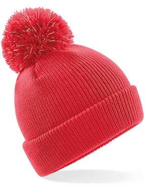 Detská čiapka (Beechfield Junior Reflective Bobble Beanie) > červená (bright)