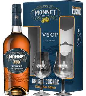 Monnet Koňak VSOP, GIFT (+2 poháre), 40 %, 0.7 L