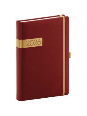 Diár (Twill 2026) - 15 x 21 x 3 cm  > bordová / zlatá > denný A5
