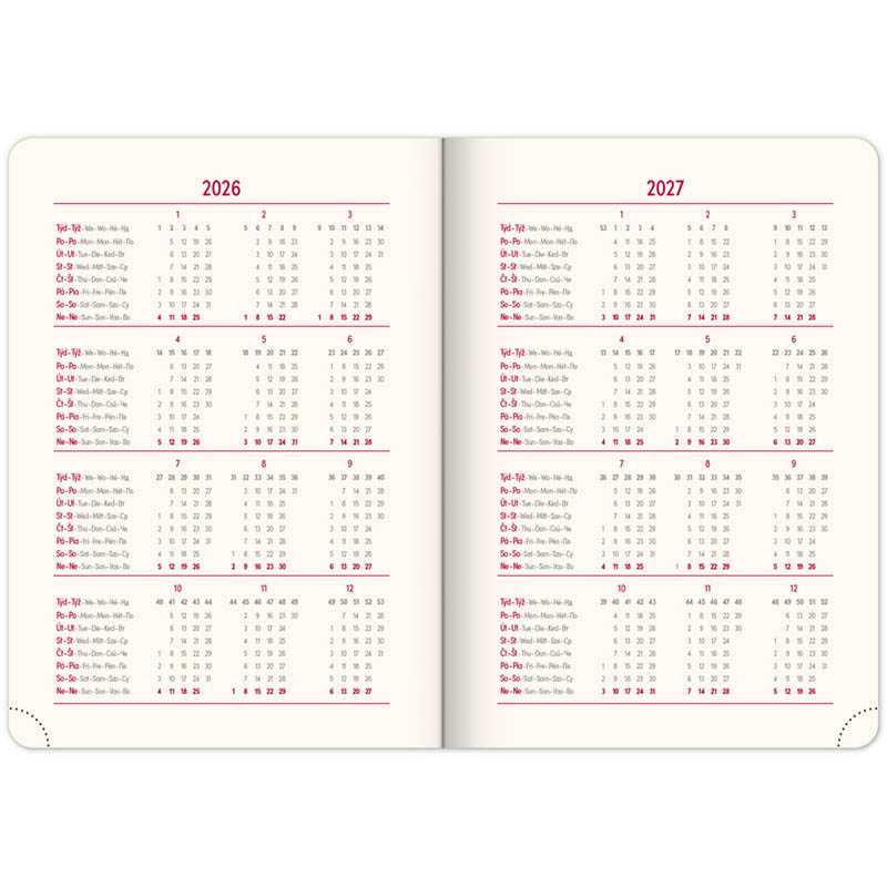 Diár (Twill 2026) - 15 x 21 x 3 cm  > bordová / zlatá > denný A5