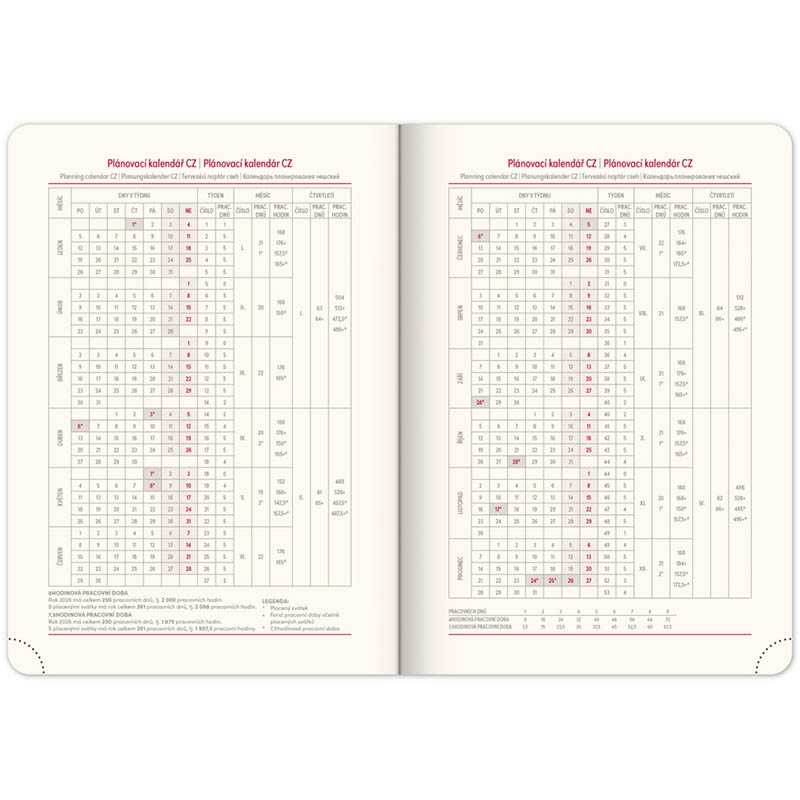 Diár (Twill 2026) - 15 x 21 x 3 cm  > bordová / zlatá > denný A5