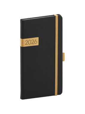 Diár (Twill 2026) - 9 x 15,5 x 1 cm  > čierna / zlatá > vreckový týždenný
