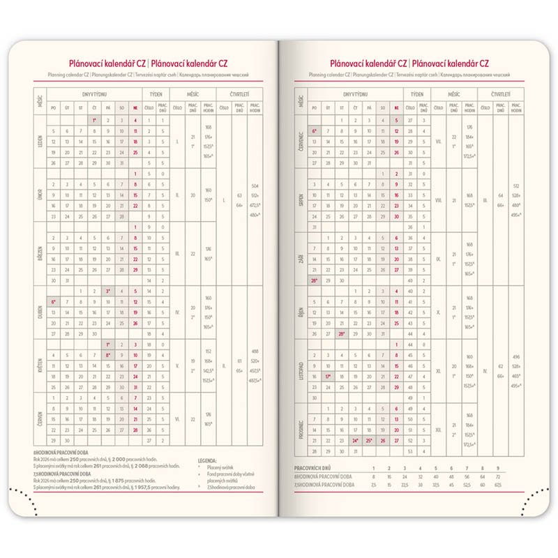 Diár (Twill 2026) - 9 x 15,5 x 1 cm  > modrá / zlatá > vreckový týždenný