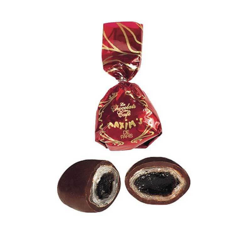 Red oval tin of coffee chocolate candies 175 g Maxim’s