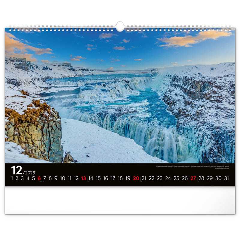 Nástenný kalendár (Krajiny 2026) - 48 x 33 x 1 cm
