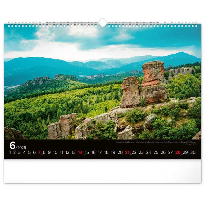 Nástenný kalendár (Krajiny 2026) - 48 x 33 x 1 cm