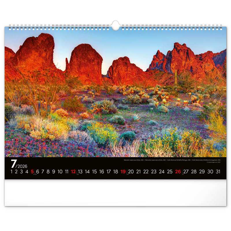 Nástenný kalendár (Krajiny 2026) - 48 x 33 x 1 cm