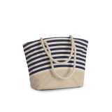 Nákupná taška (KIMOOD JUTE CANVAS DUFFEL SHOPPING BAG) > prírodná / modrá (navy)