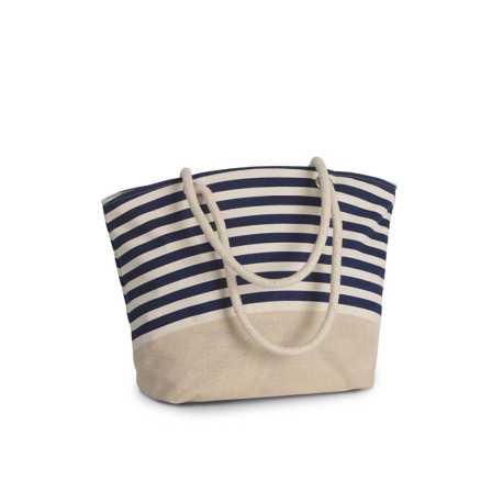 Nákupná taška (KIMOOD JUTE CANVAS DUFFEL SHOPPING BAG) > prírodná / modrá (navy)