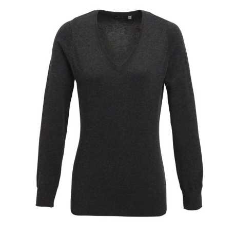 Dámsky sveter (PREMIER LADIES V-NECK KNITTED SWEATER) > šedá (charcoal) > XS
